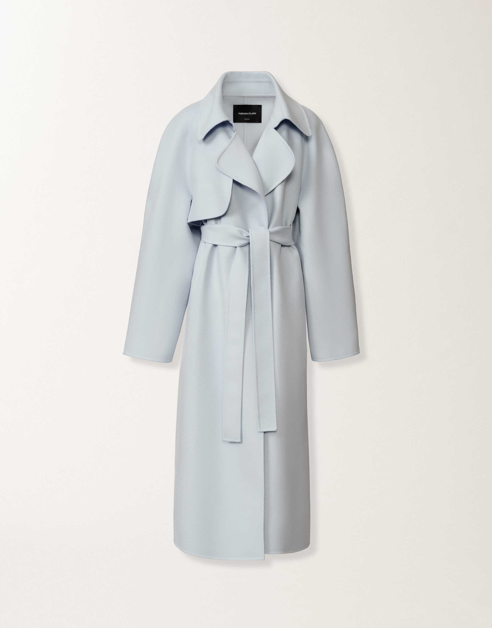 Double wool trench coat, aqua