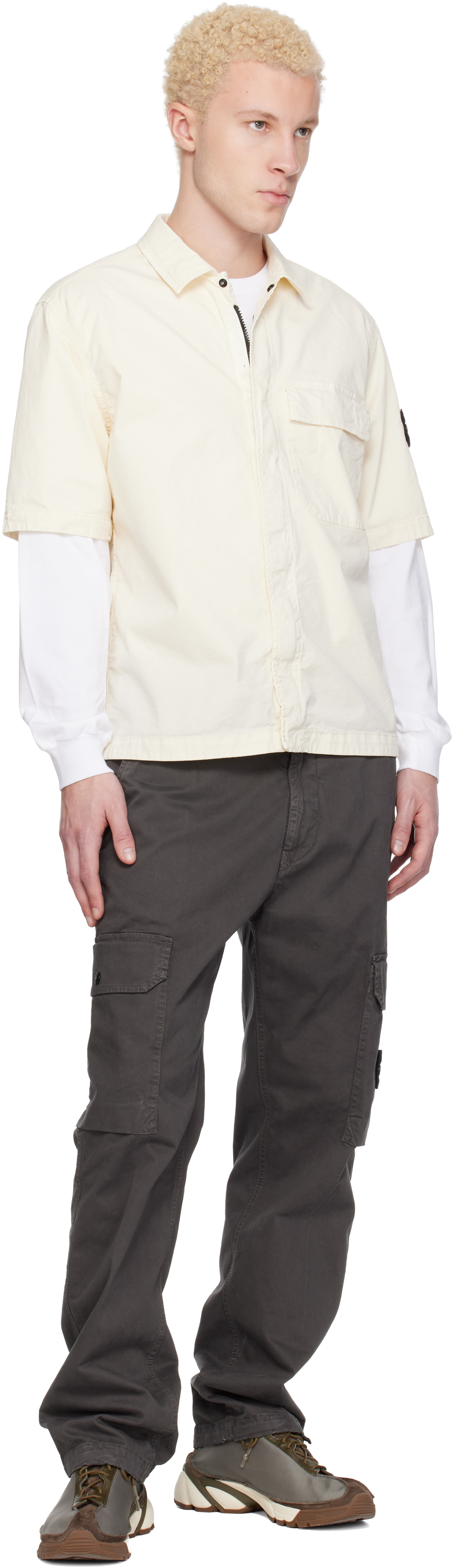 Gray 3100011 Organic Broken Twill Old Effect Cargo Pants