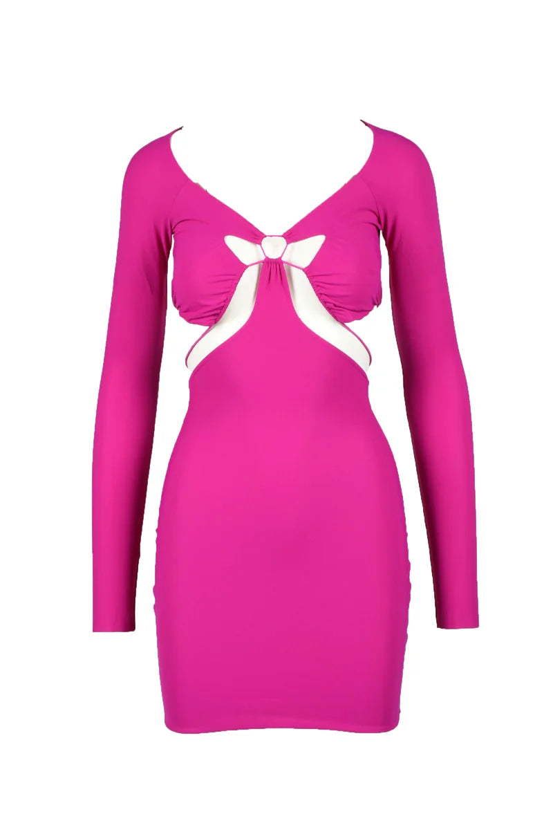 Fuchsia Mini Dress with Cut-Out Details