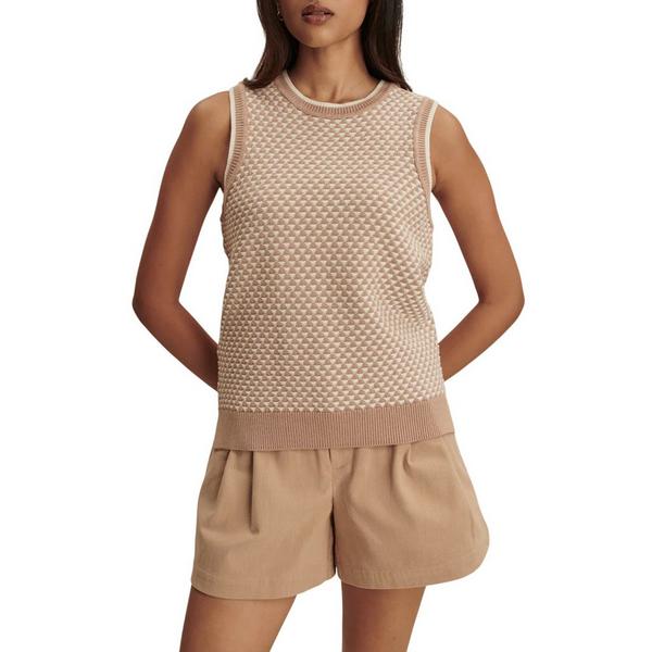 Women's Jenson Stitch Knit Crew Neck Tank Top Large Light Taupe