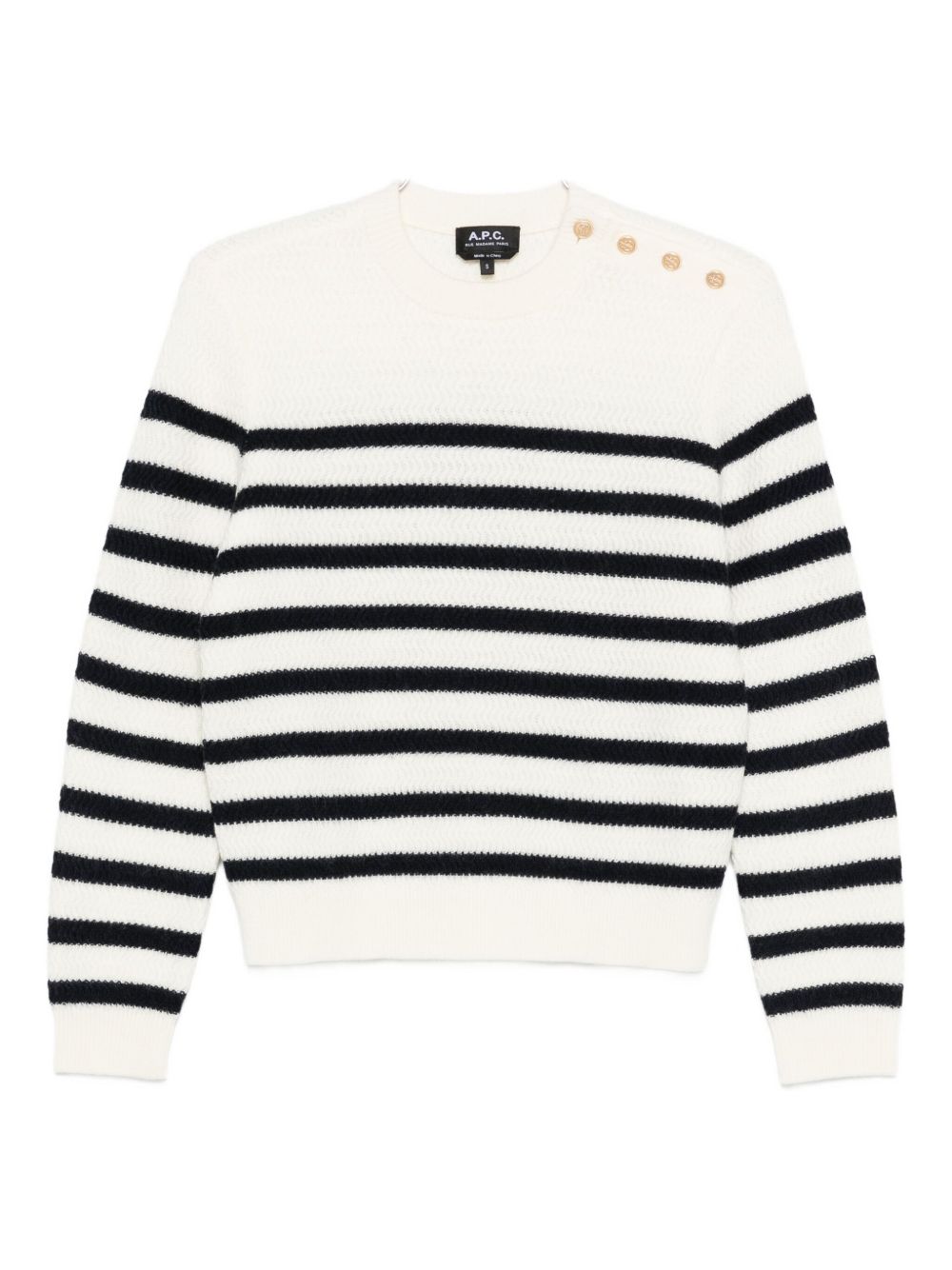 Striped button-shoulder jumper - Neutrals