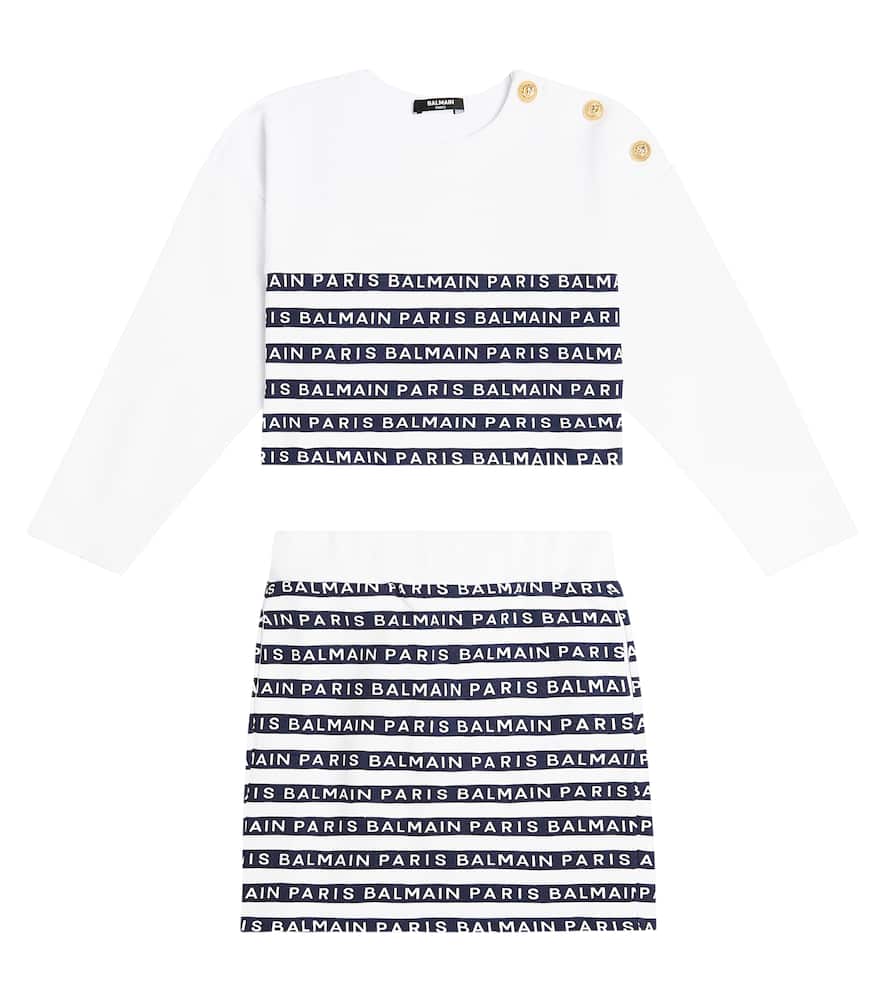 Striped cotton sweatshirt and skirt set