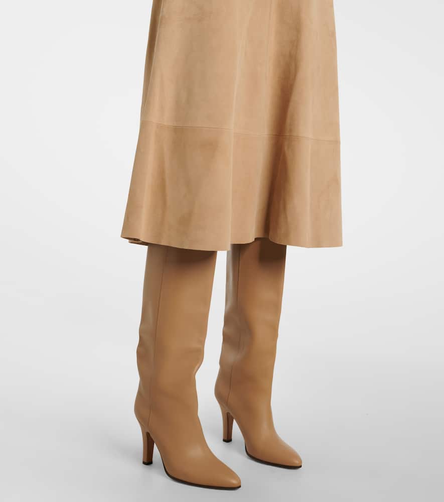 Suede midi skirt