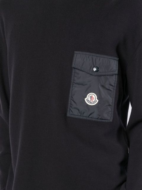 Pocket-detail crew neck jumper