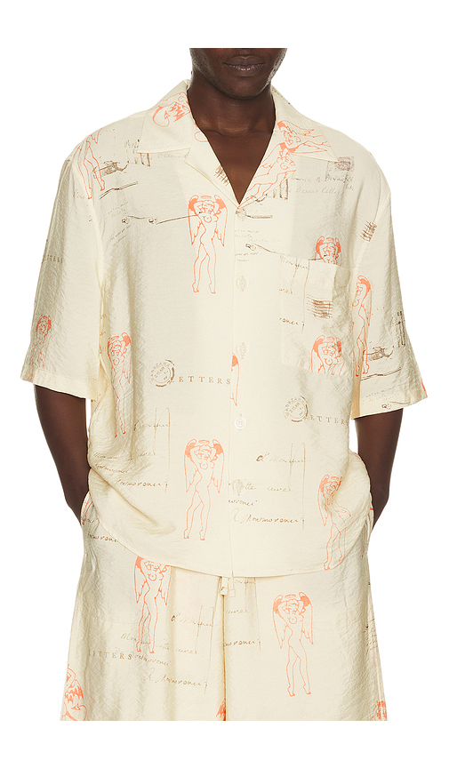 MISBHV Devil & Angel Postcard Shirt in Cream. - XL/1X also in L