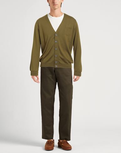 Man Cardigan Military green Size 40 Merino Wool