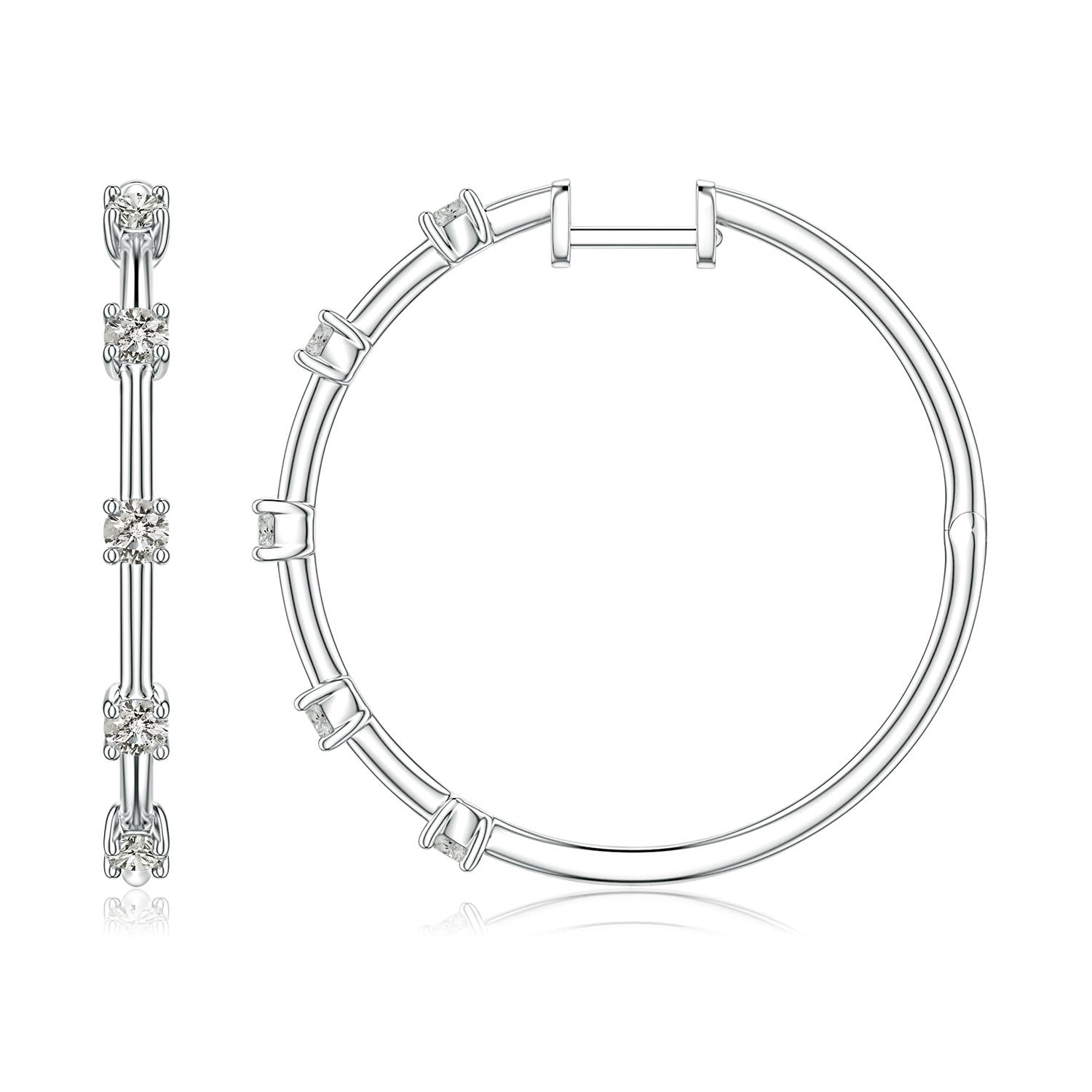 Angara 0.69 CTW Round Diamond Five-Stone Station Hoop Earrings in 18K White Gold