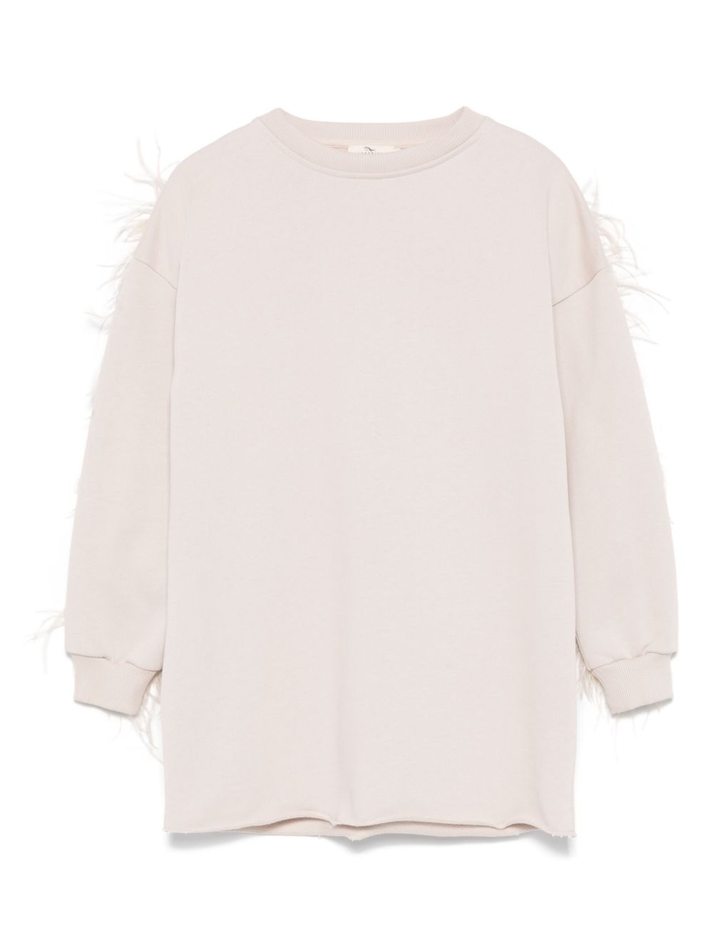 Feather-trim dress - Neutrals