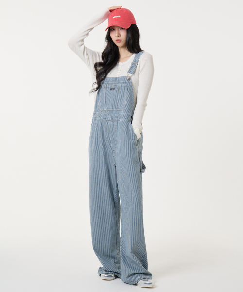 Striped oversized overalls blue