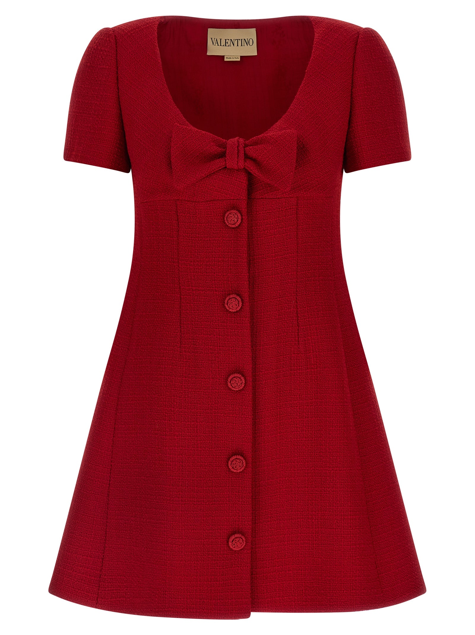 Virgin Wool Tweed Dress — Red