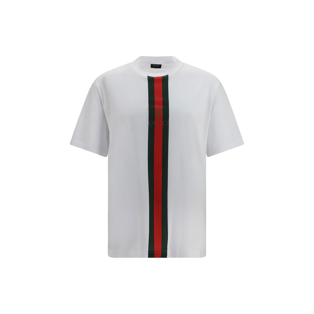 Web Stripe Cotton T-Shirt — White