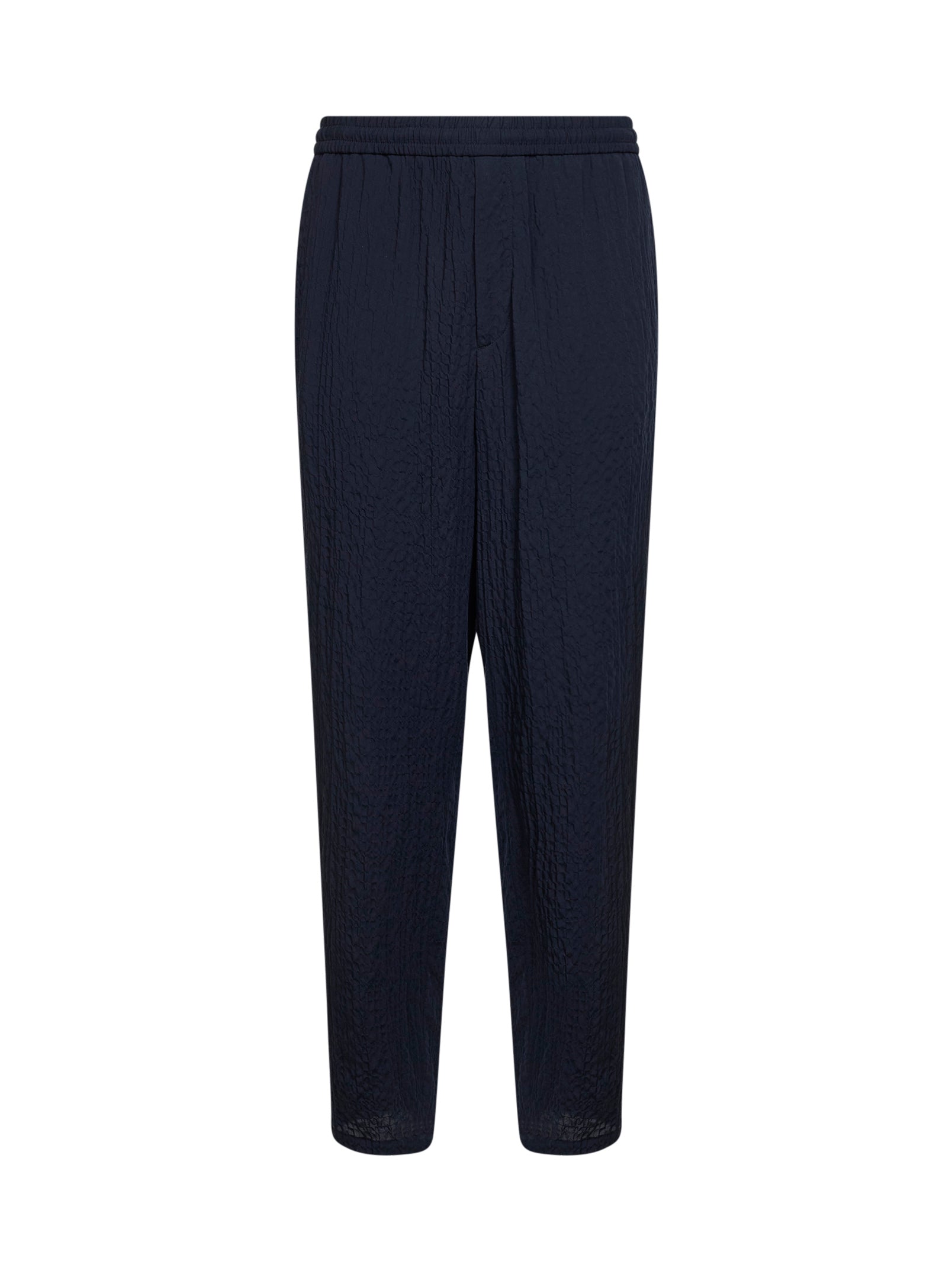 Flat-Front Lyocell Blend Trousers — Navy