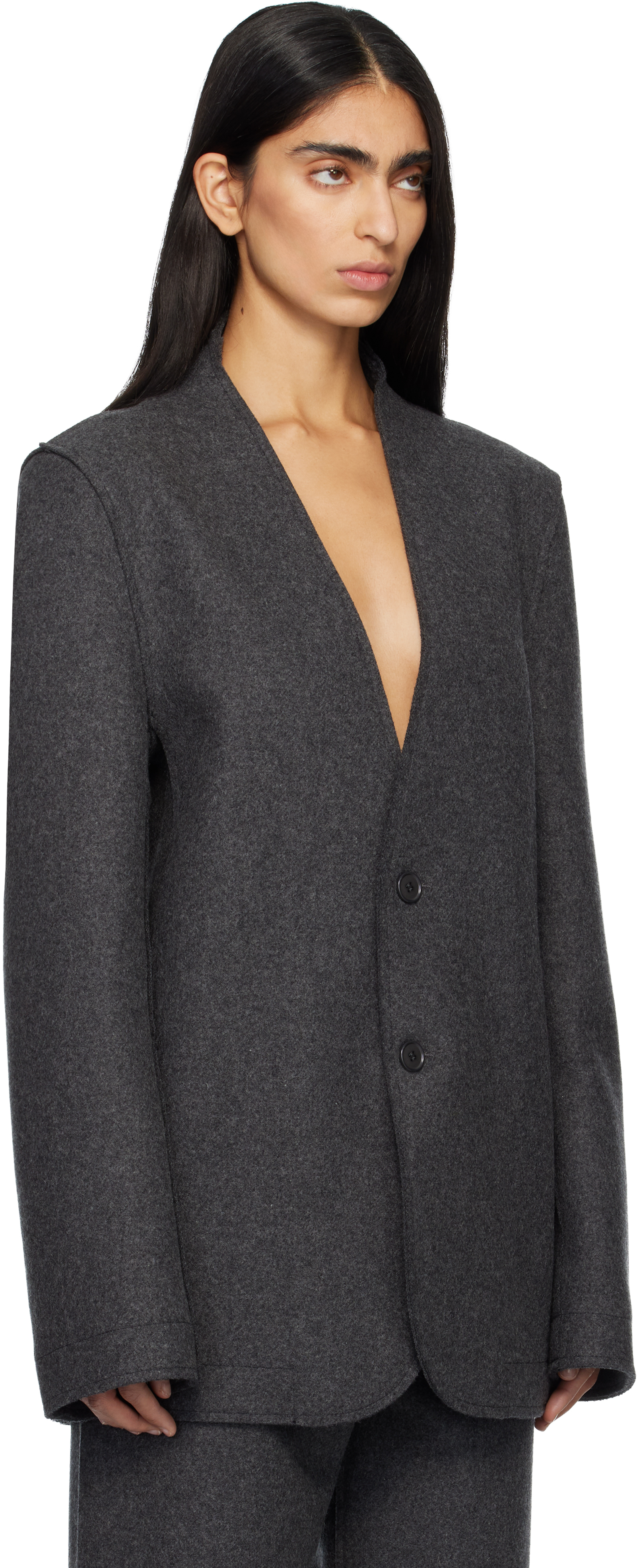 Gray Base Classic Single Breast Blazer
