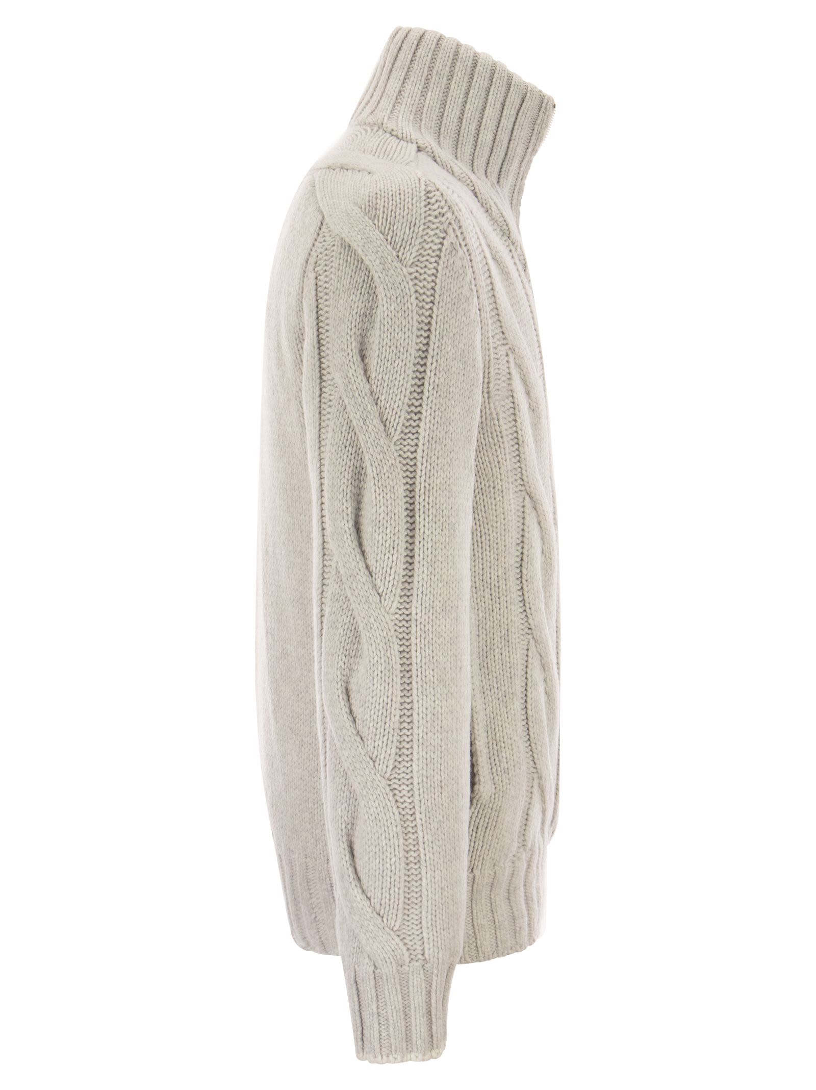 Cable-knit padded jacket - Grey