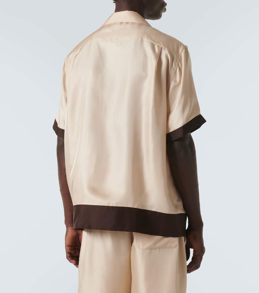 Logo silk twill bowling shirt