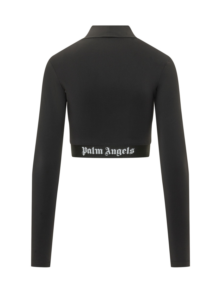 Black Logo Mock Collar Top