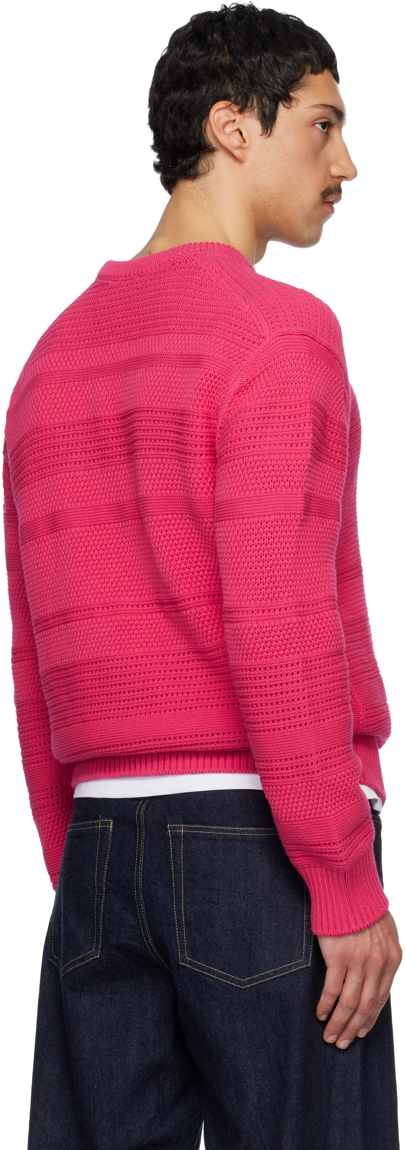 Pink Textured Cotton Sweater