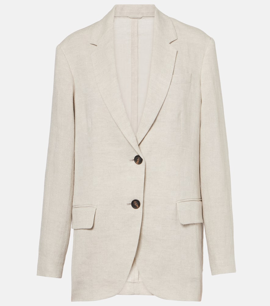 Linen-blend blazer