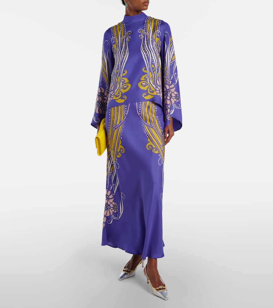 Make An Exit printed silk satin blouse