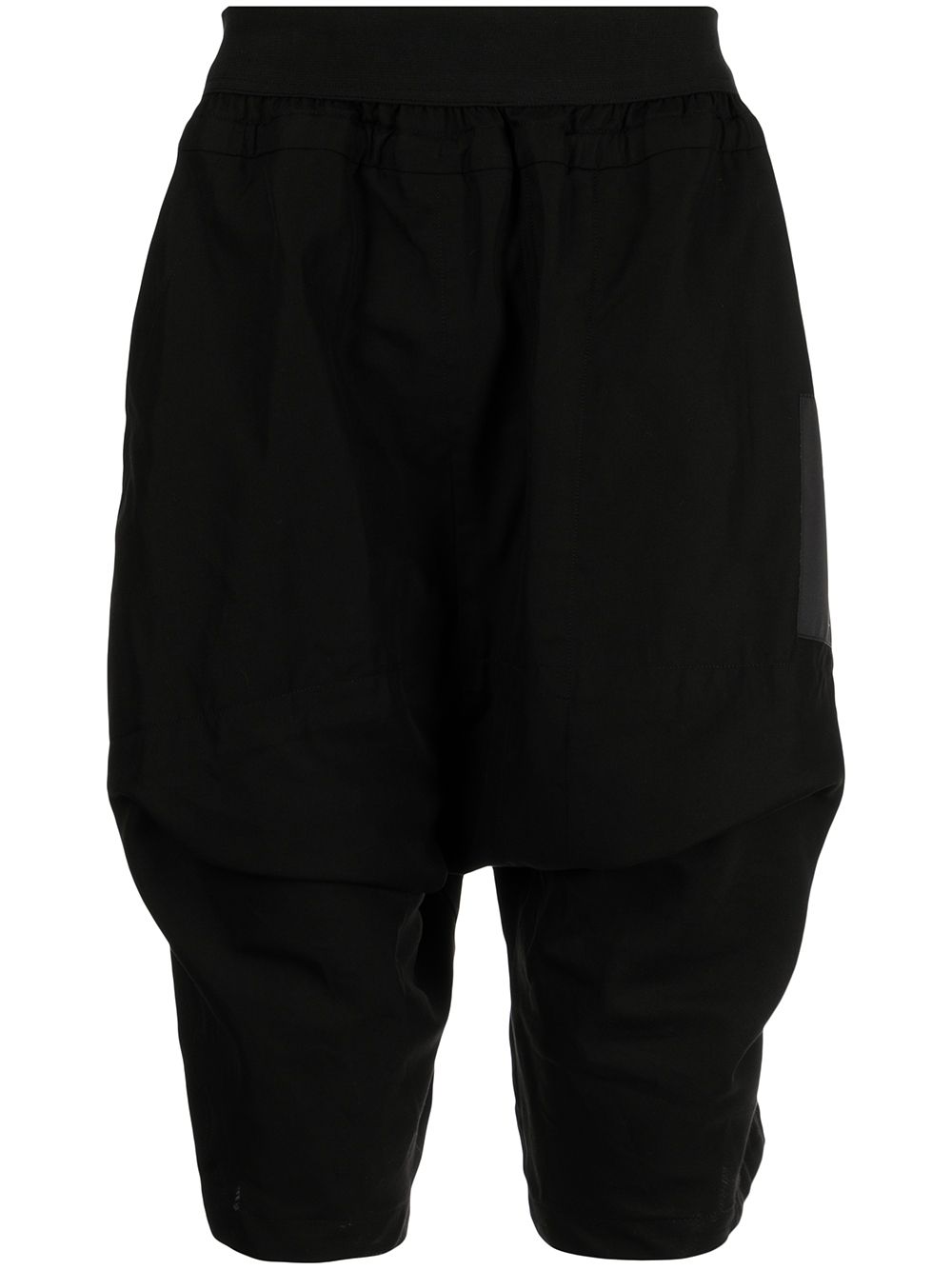 Flap-pocket drop-crotch shorts - Black