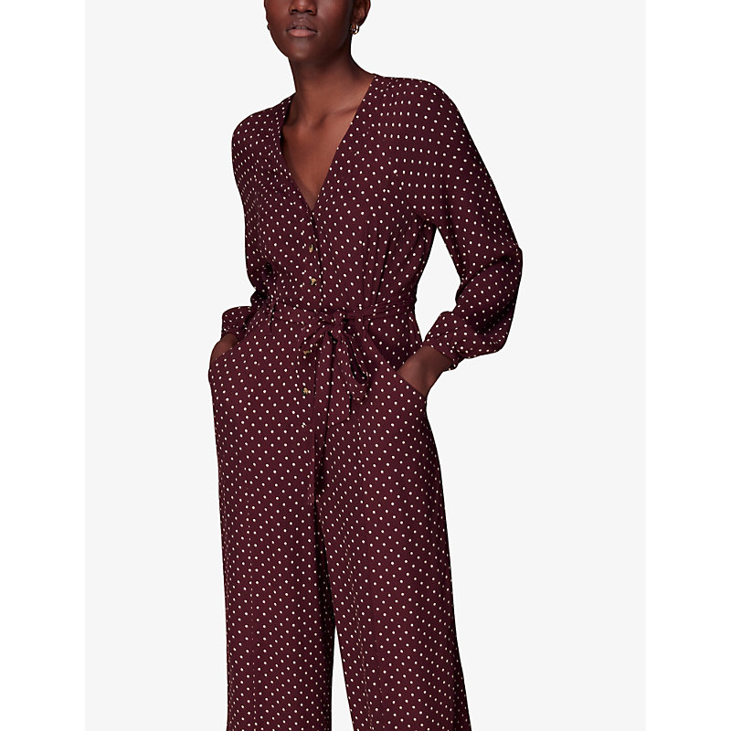 Womens Multi-coloured Lottie Spot-print Wide-leg Woven Jumpsuit