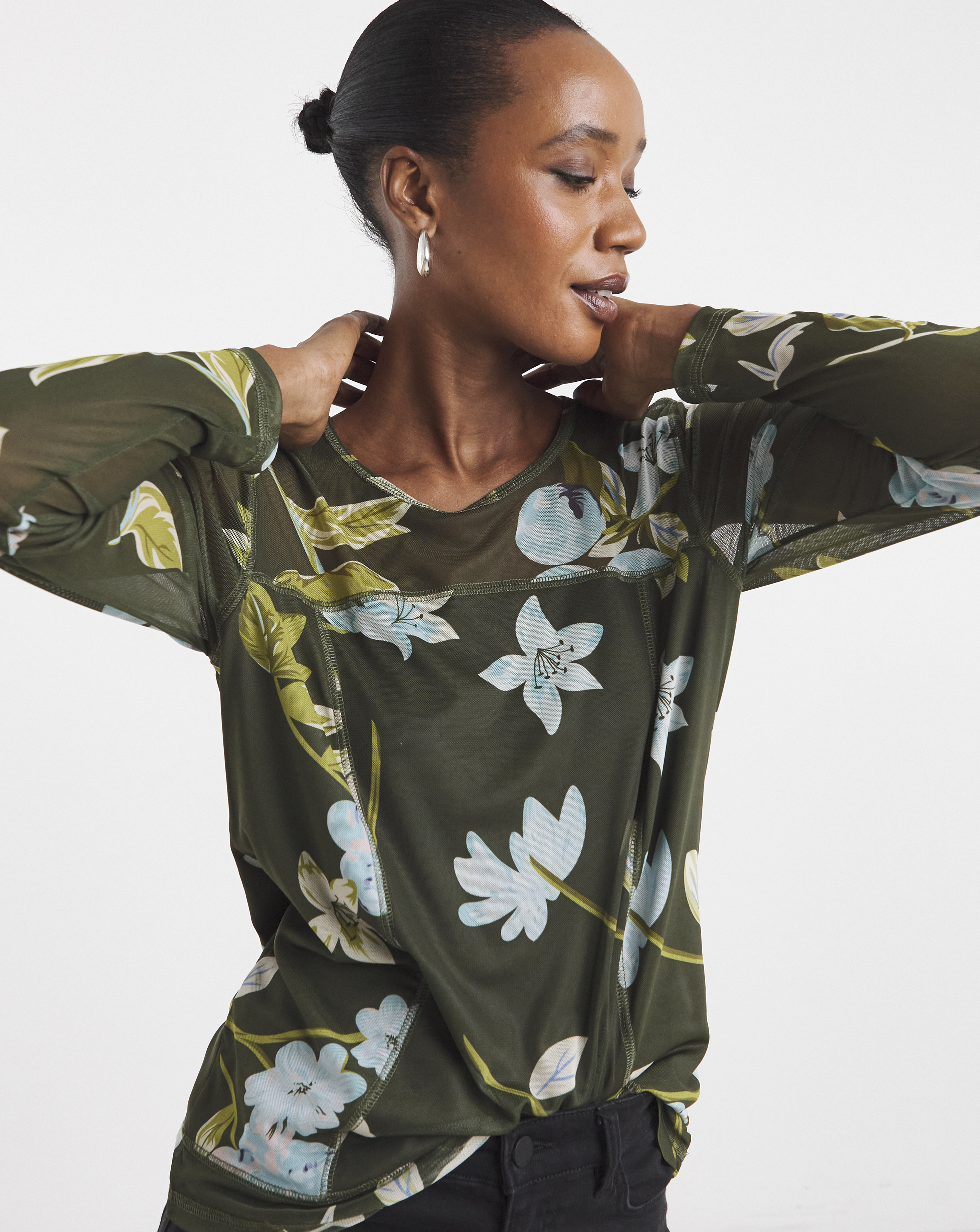 Joe Browns Khaki Long Sleeve Mesh Top