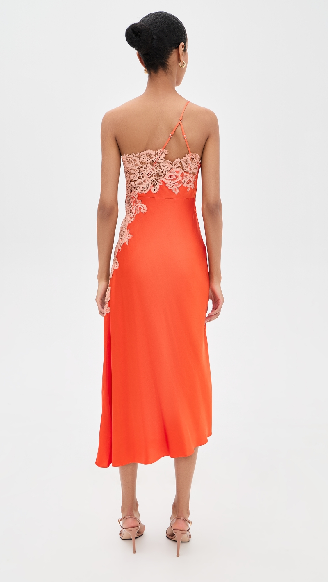 A. L.C. Lou One Shoulder Dress Vivid Orange/Pale Blush