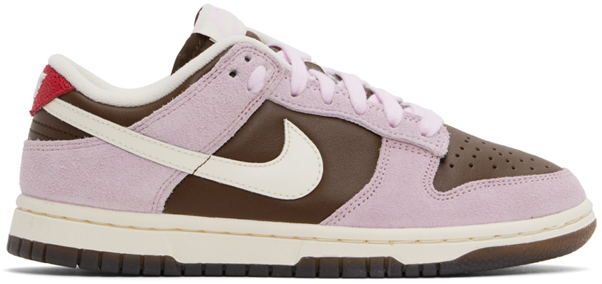 Brown & Pink Dunk Low Sneakers