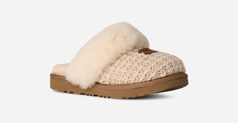 ® Toddlers' Cozy II Knit Sheepskin Slippers in Cream