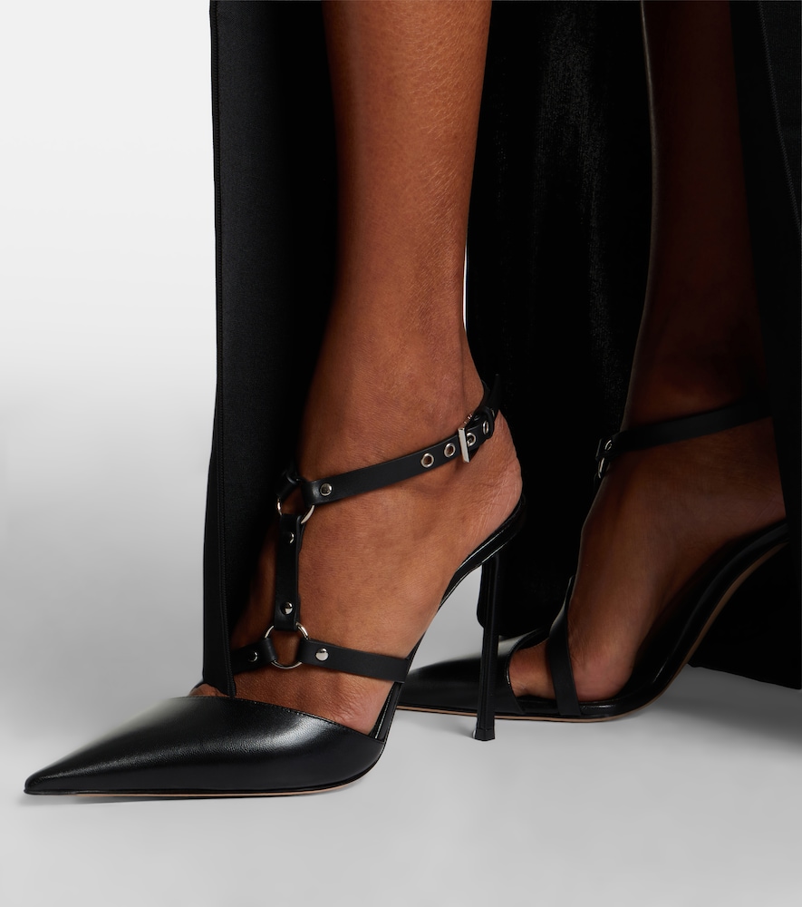 Harness leather slingback pumps