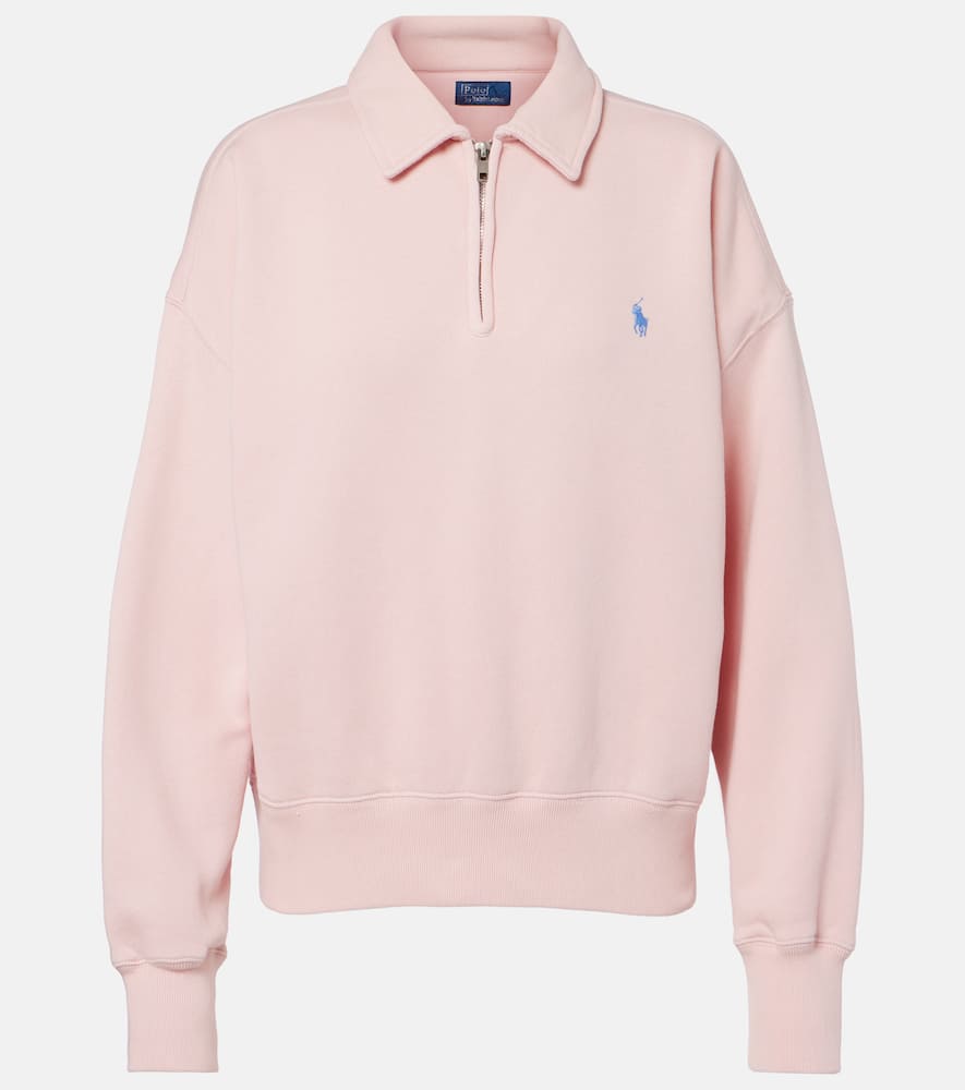 Cotton-blend fleece half-zip sweatshirt