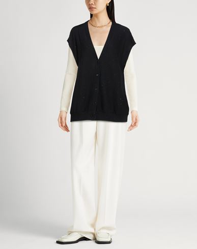 Woman Cardigan Midnight blue Size 10 Cotton, Linen, Polyester