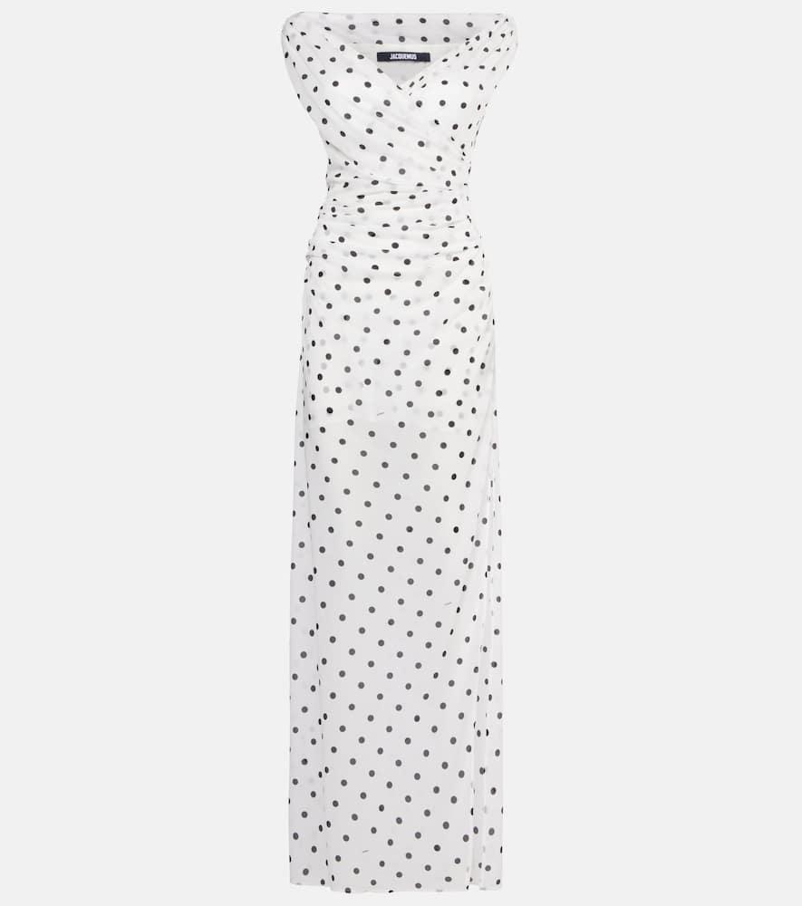 Rita polka-dot ruched maxi dress