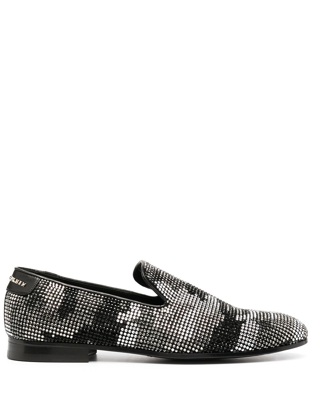 Embellished camouflage moccasin loafers - Black