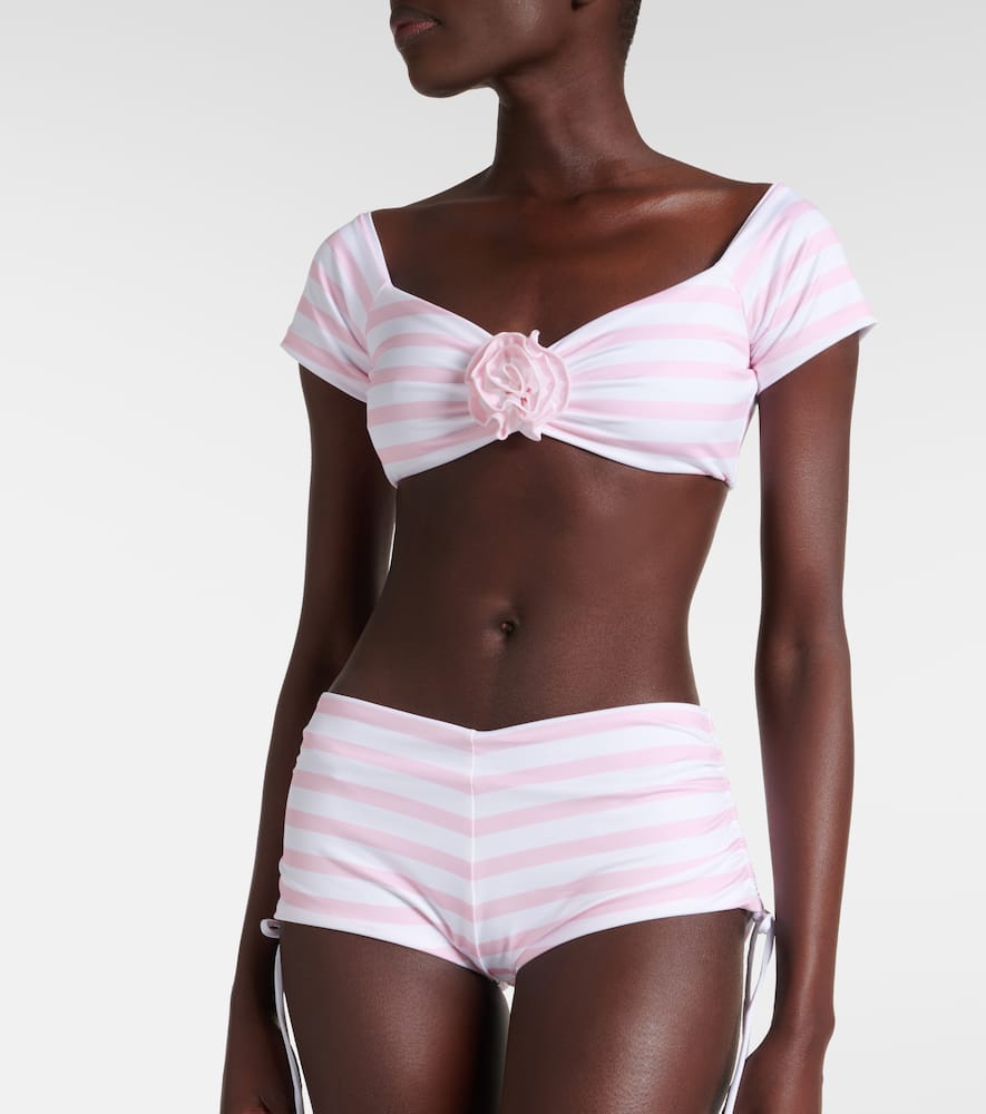 Stefani striped ruched shorts