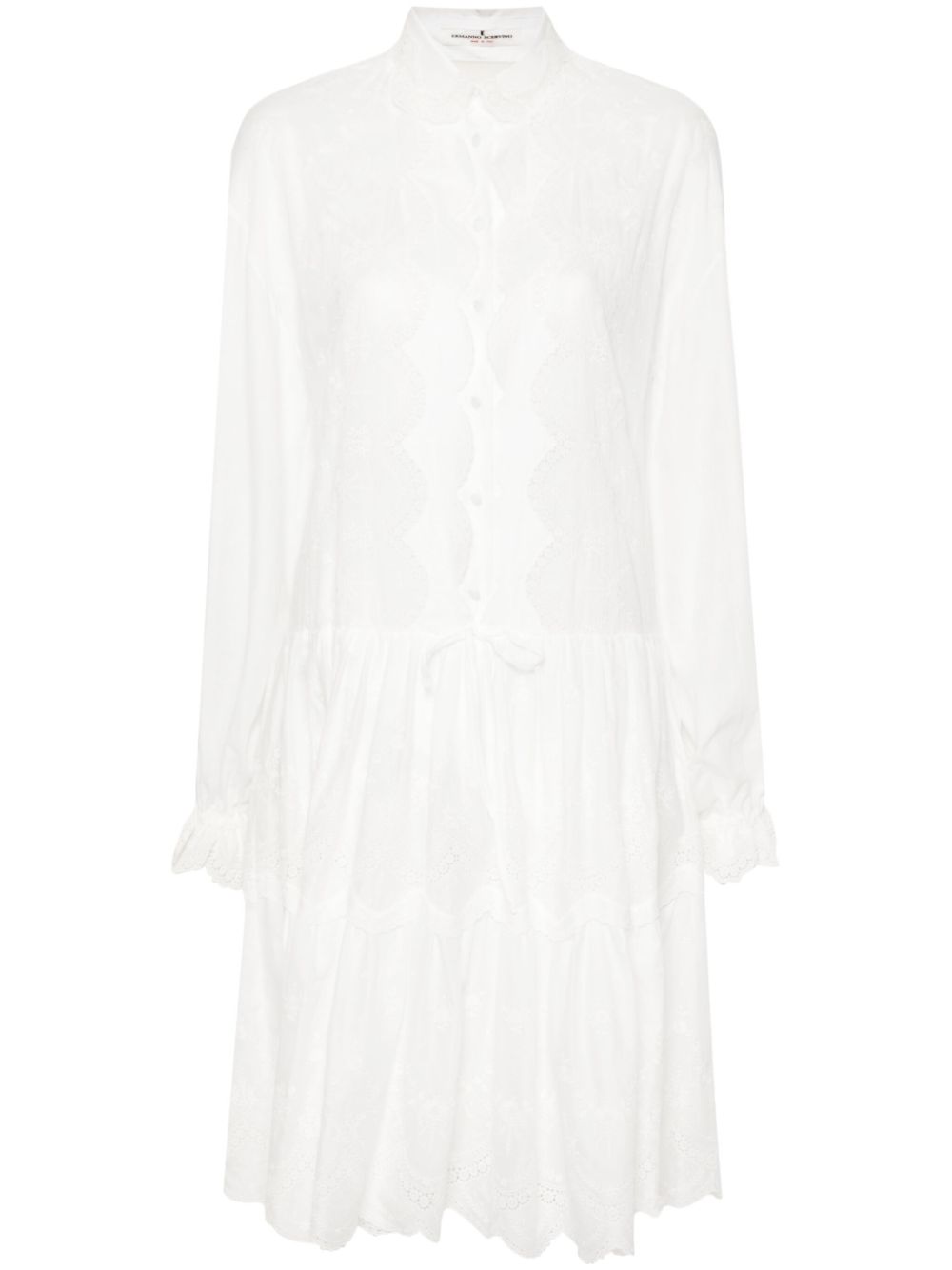 Floral-embroidery mini dress - White