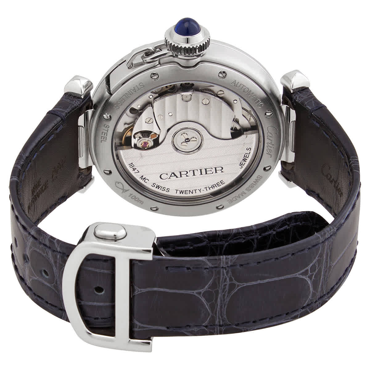 Pasha Automatic Silver Dial Black Leather Watch WSPA0012