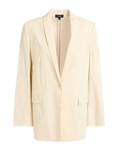 Woman Blazer Pastel yellow Size 4 Linen, Viscose, Elastane