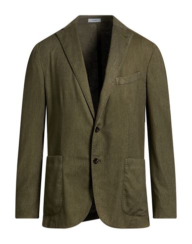 Man Blazer Military green Size 42 Cotton, Linen, Polyester, Elastane