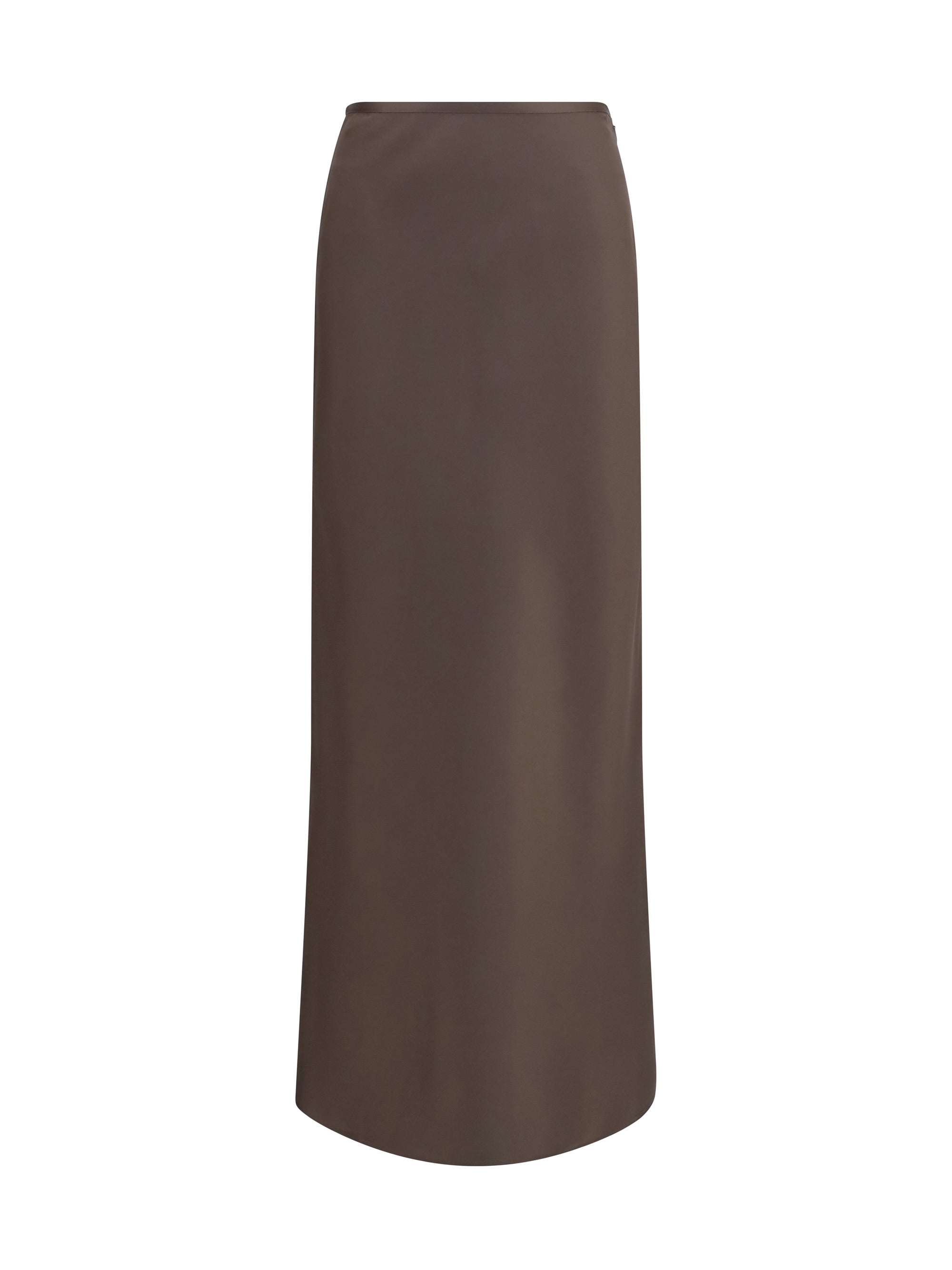Silk Twill A-Line Maxi Skirt — Brown