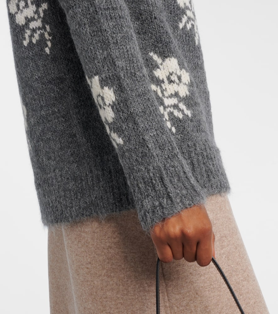 Intarsia alpaca and wool-blend sweater