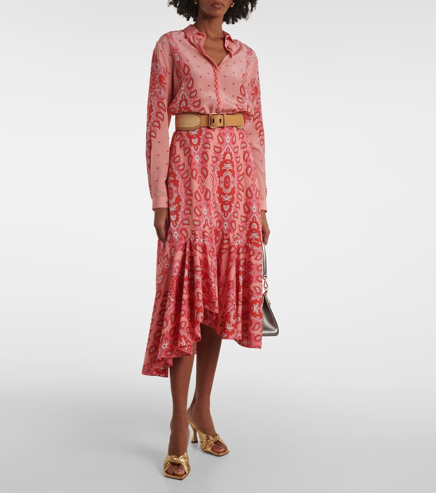 Paisley asymmetric cotton midi skirt