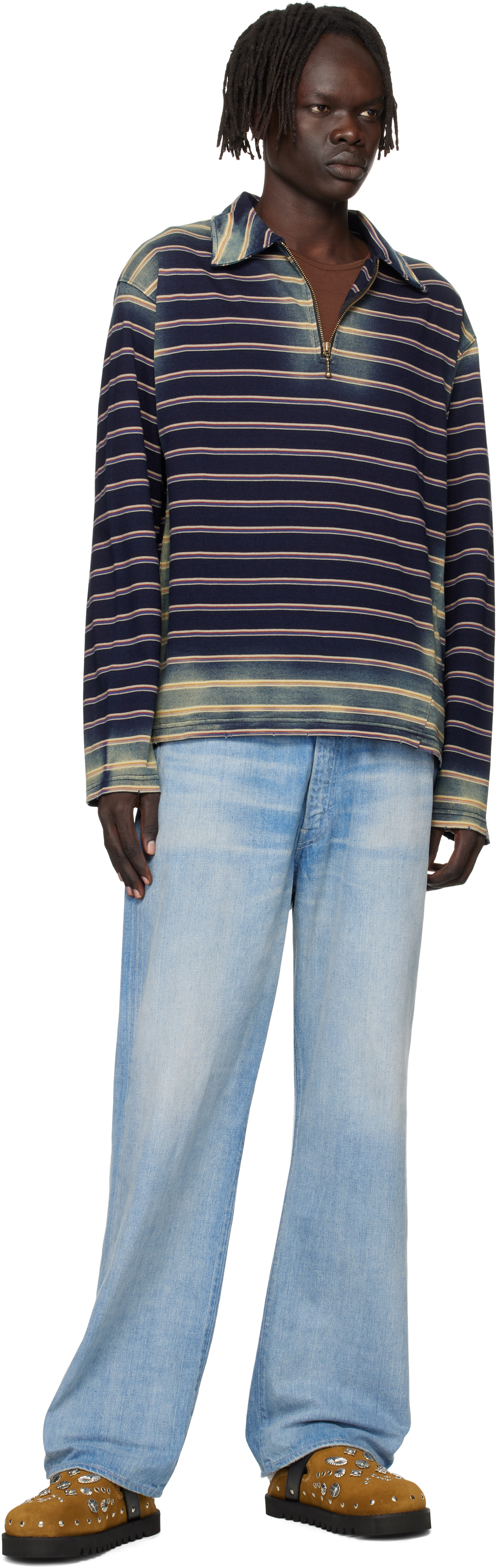 SSENSE Exclusive Khaki Eyelet Metal Sabot Loafers