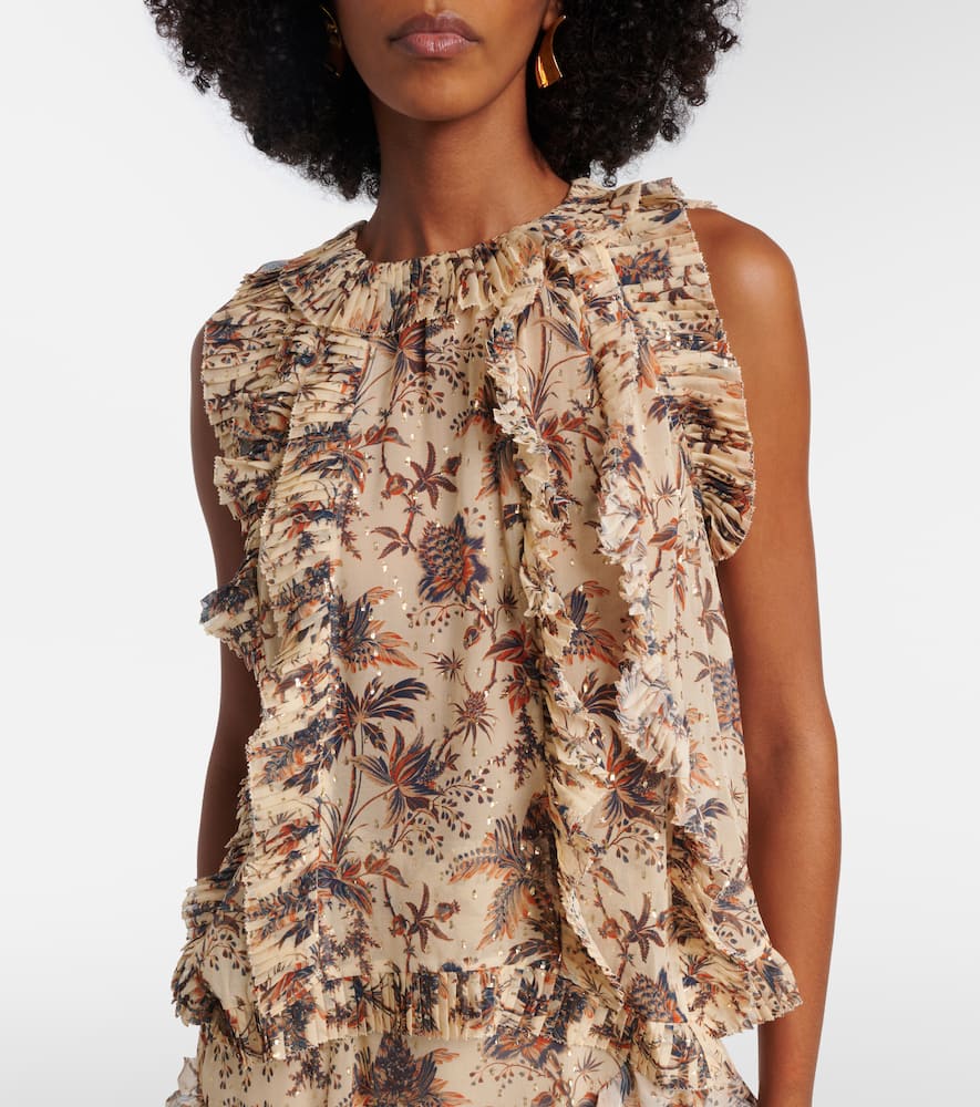 Sabra printed silk-blend chiffon top