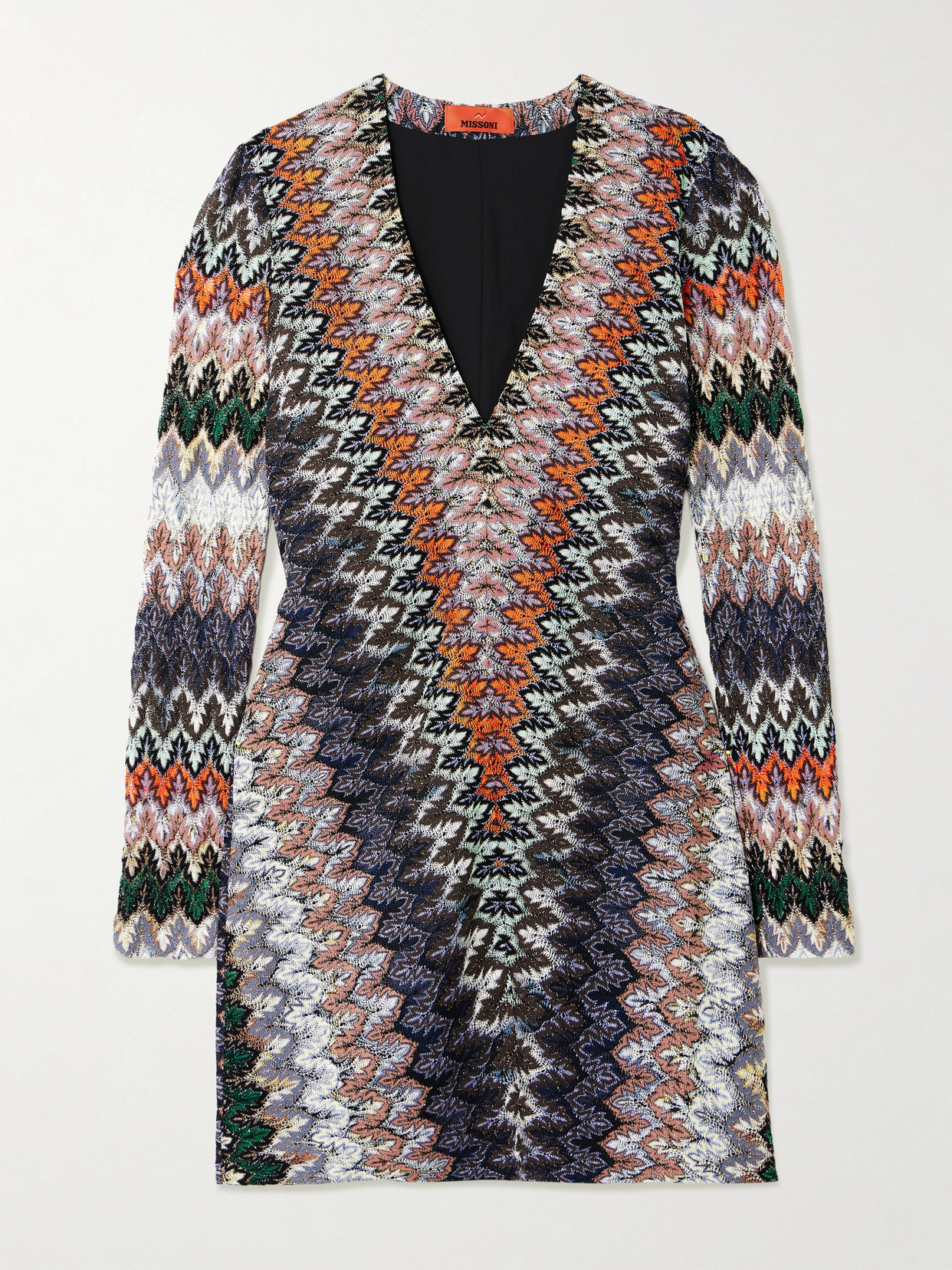 Striped Metallic Crochet-knit Mini Dress - Blue