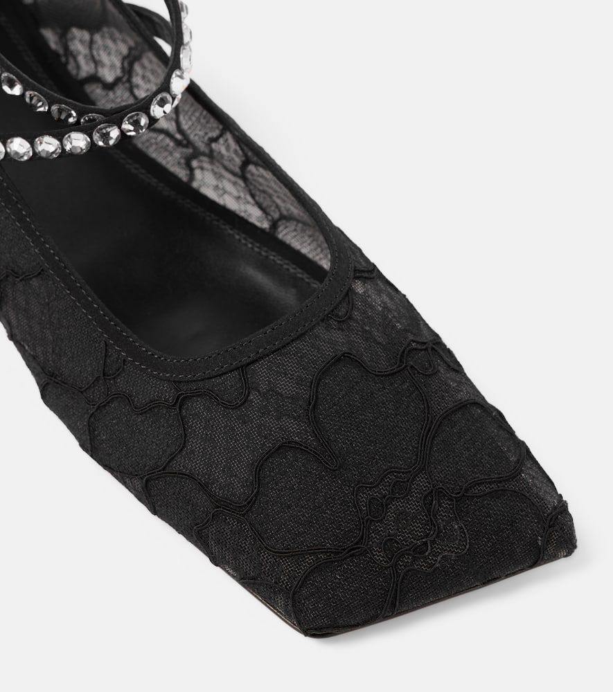 Ana embellished lace ballet flats