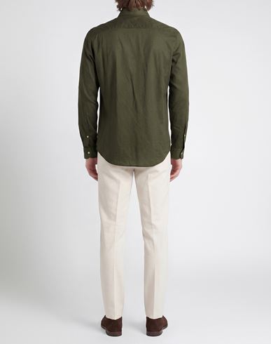 Man Shirt Military green Size 15 ¾ Cotton, Elastane