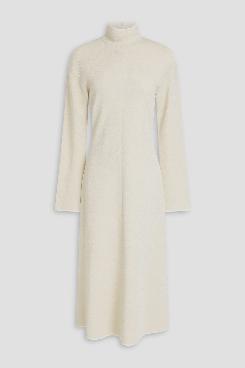Metallic merino wool-blend turtleneck midi dress - White - XL