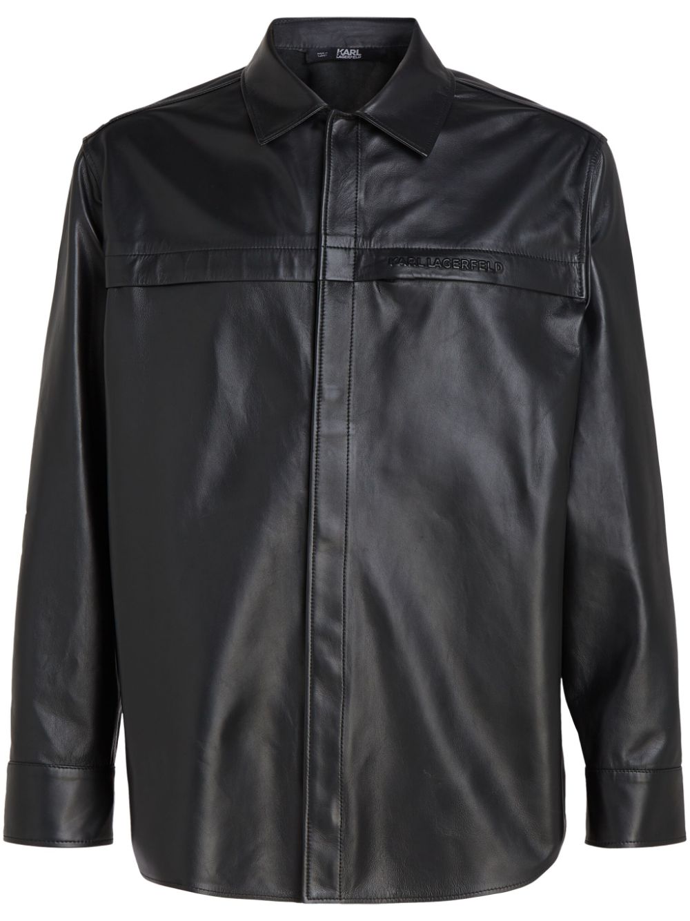 Leather pocket button-up shirt - Black