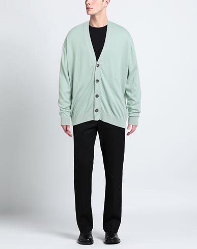 Man Cardigan Turquoise Size 48 Cotton